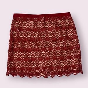 Club Monaco Red Crochet Lace Mini Skirt